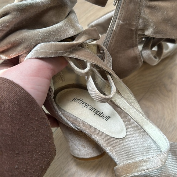 Jeffery Campbell Champagne Faustino Velvet Strappy heels Size 8.5 - Picture 8 of 8